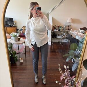 LOFT Julie Cropped Trousers in Heather Grey